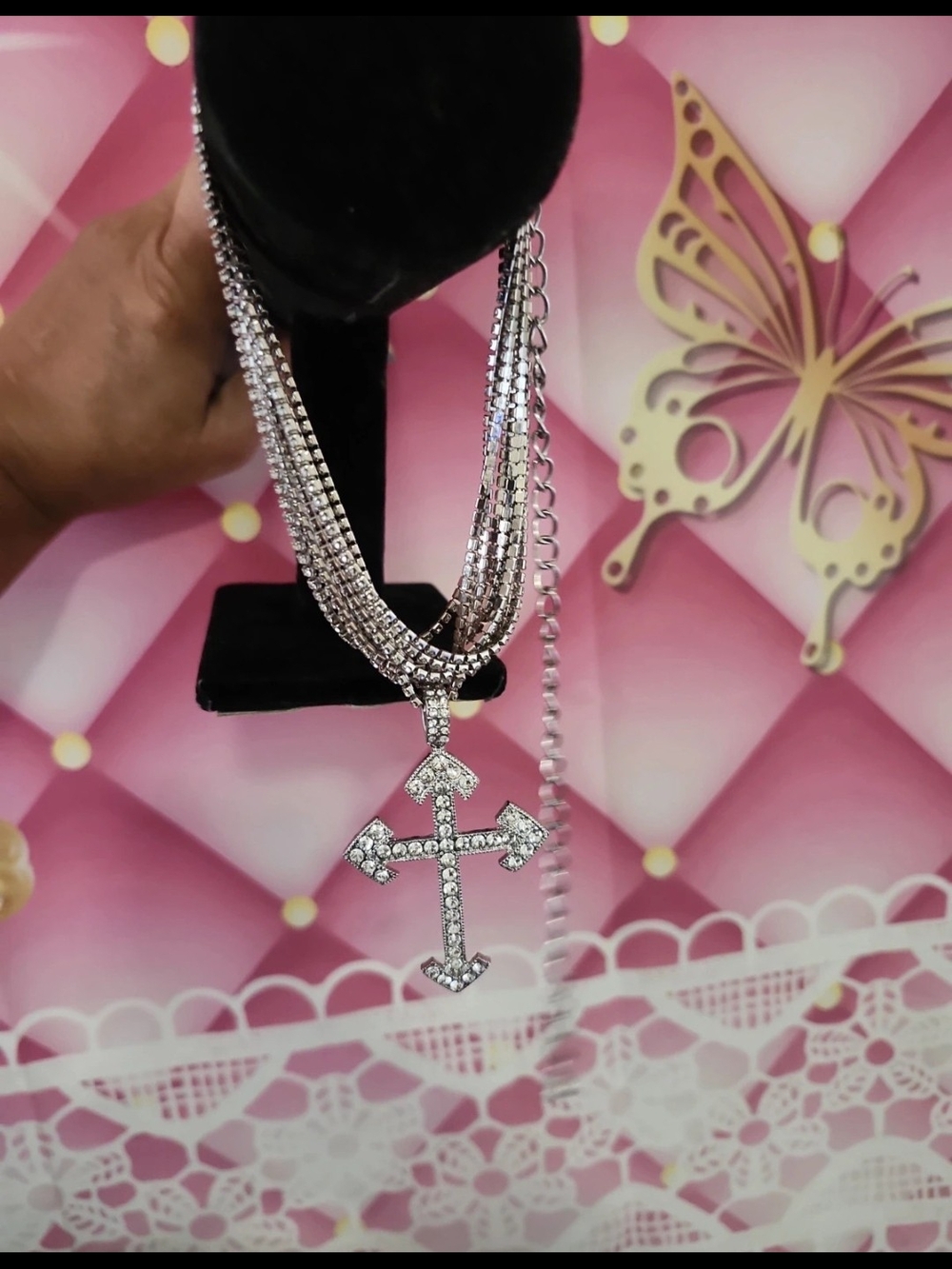 Stainless Steel Cross Statement Choker